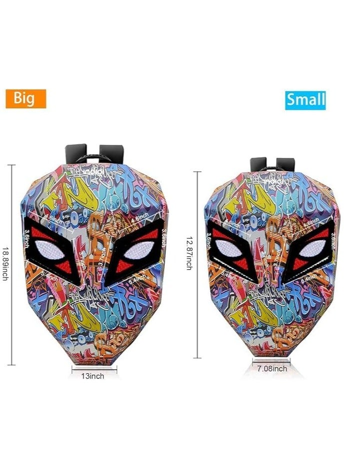 REBENUO LED Motorcycle Backpack Hard Shell Waterproof 19 Inch Customizable LED Display USB Charging Port Spacious Compartments Durable and Comfortable- mix coler - Image 5