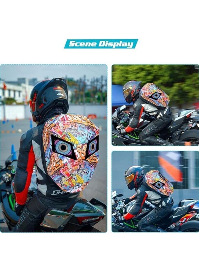 REBENUO LED Motorcycle Backpack Hard Shell Waterproof 19 Inch Customizable LED Display USB Charging Port Spacious Compartments Durable and Comfortable- mix coler - Image 4