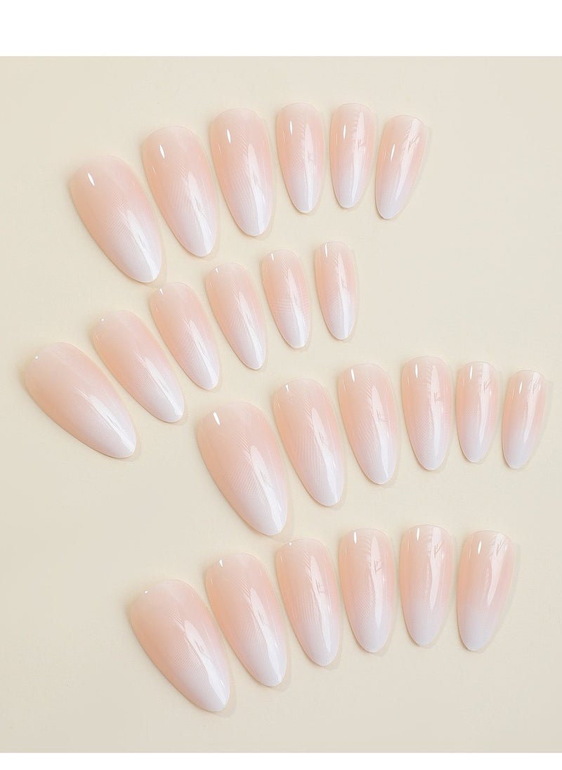 SYNSYB French Tip Press On Nails - Package Soft Gel French Fake Nails Short, Salon-quality Press On Nails, Seamless Glue-on Nails for Woman Nail Art Manicure  - Image 4