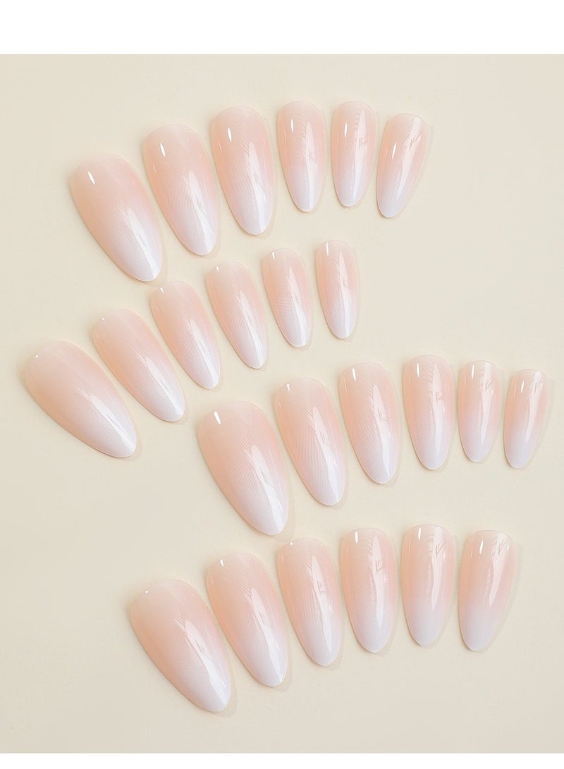 SYNSYB French Tip Press On Nails - Package Soft Gel French Fake Nails Short, Salon-quality Press On Nails, Seamless Glue-on Nails for Woman Nail Art Manicure - Image 5