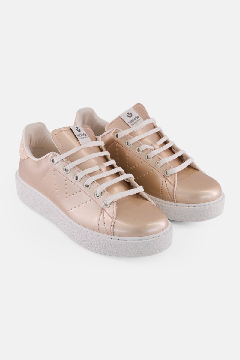 Victoria Women Rosa Lace Up Casual Shoes, Old Pink - Image 1