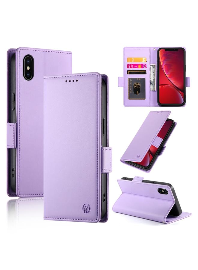 اس-توب جراب لهاتف iPhone X / XS مع مشبك جانبي مغناطيسي من الجلد المصقول - Image 1