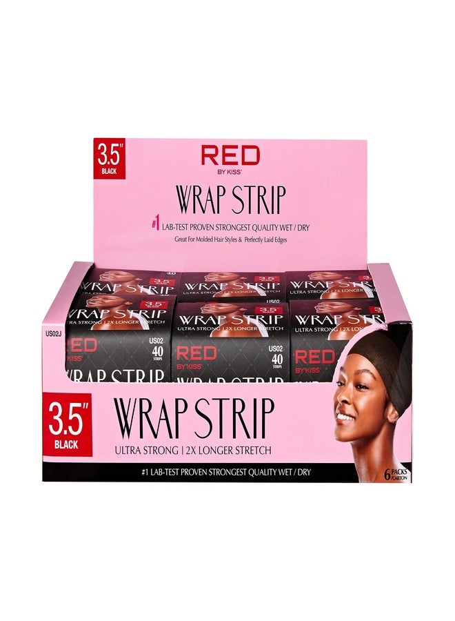Red by Kiss Hair Wrapping Strip, Ultra Strong 2X Longer Stretch, 40 Strips, Suitable for Wet/Dry Hair, White, Styling Paper for Sleek Hairstyles (3.5", Black, 6 PACK) - Image 1