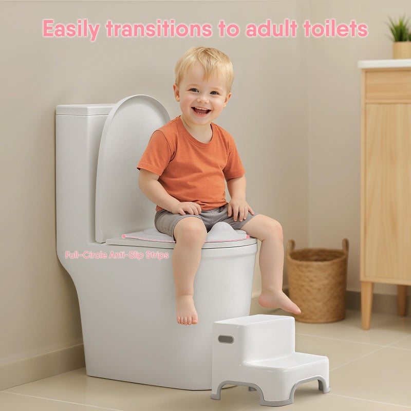 CheerTry 2-in-1 Toddler Potty Training Toilet - with Detachable Training Seat, Realistic Flushing Sound for Boys & Girls Ages 1-3 with Wipes Storage, Toilet Paper Holder - Image 4