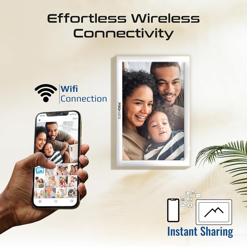 Promate Full HD Digital Photo Frame With 10.1" Touch Screen, Wireless app Control, 16GB Storage, USB/TF Card Support, Dual Speakers, Multi Picture & Video Formats Compatibility, Memoria-10 White - Image 4