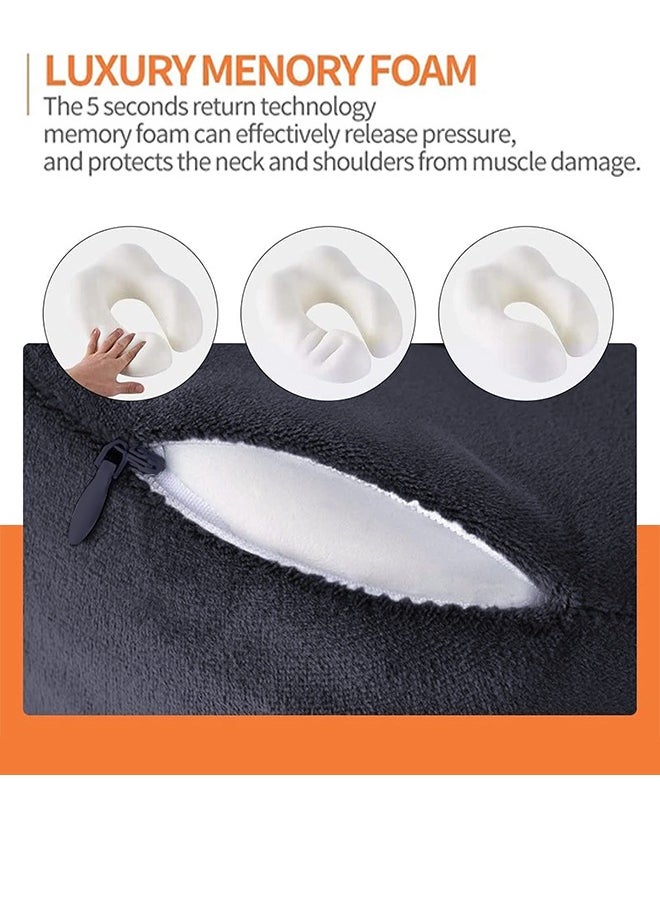 0TO1 TECH Travel Pillow Set Memory Foam U-Neck Pillow Travel Accessories Airplane Travel Kit with 3D Contoured Eye Mask, Earplugs and Storage Bag  - Image 2