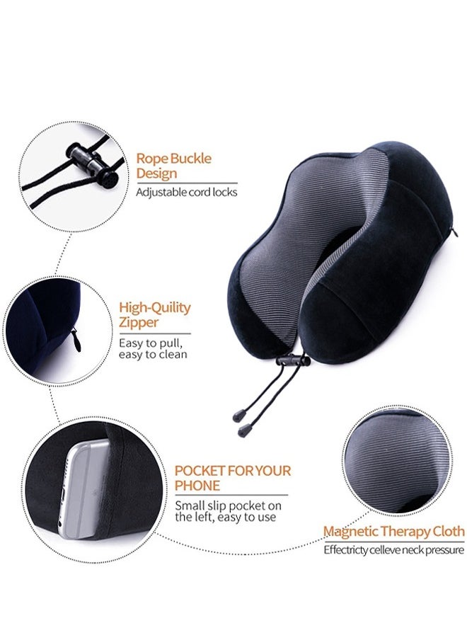 0TO1 TECH Travel Pillow Set Memory Foam U-Neck Pillow Travel Accessories Airplane Travel Kit with 3D Contoured Eye Mask, Earplugs and Storage Bag  - Image 3