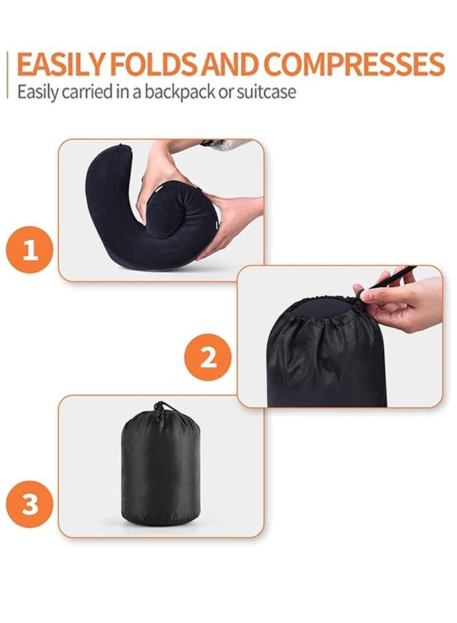 Travel Pillow Set Memory Foam U-Neck Pillow Travel Accessories Airplane Travel Kit with 3D Contoured Eye Mask, Earplugs and Storage Bag
