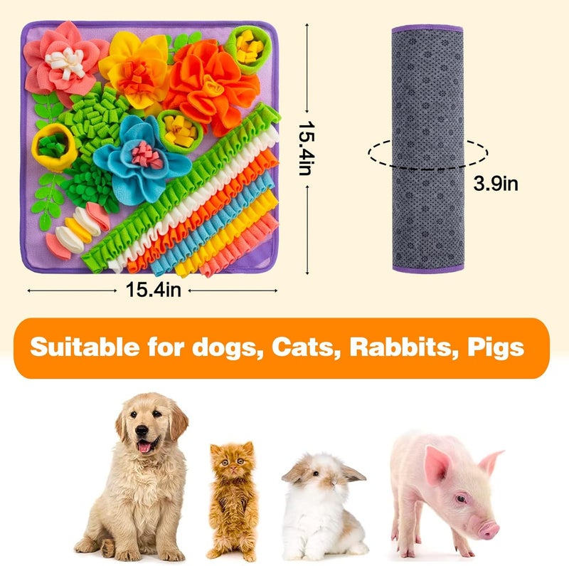 Oliumt Snuffle Mat for Dogs, Sniff Mat Slow Feeding Mat for Small Pets Cats, Rabbits - Help Stress Relief and Training - Stimulate Your Pet's Foraging Skills! (Purple) - Image 5