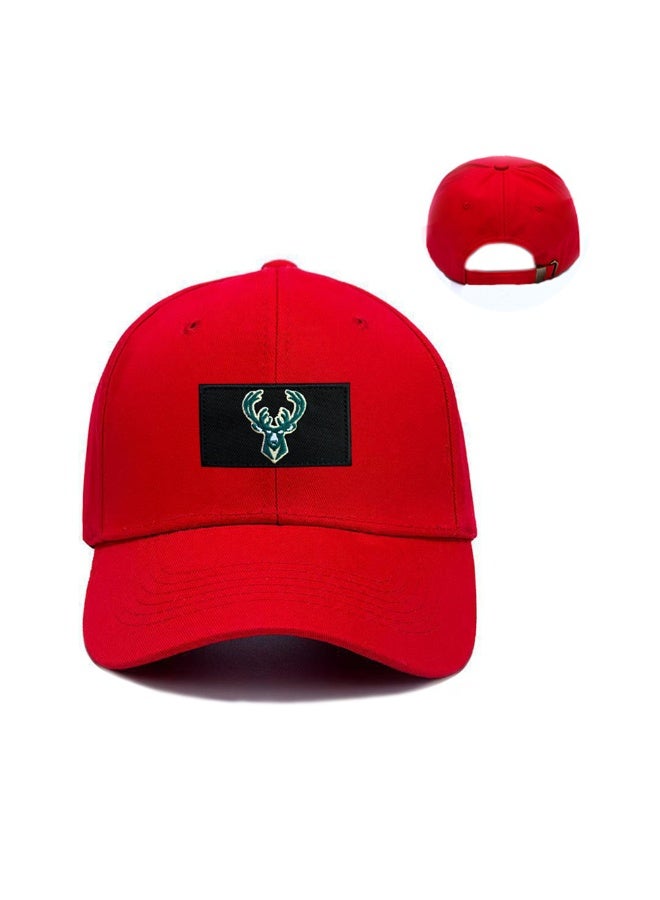 Red Milwaukee Bucks Adjustable Curved Basketball Cap