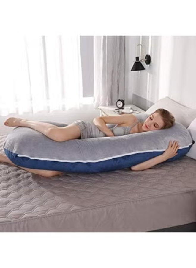وسادة حمل على شكل حرف C، وسادة لكامل الجسم بغطاء مخملي، وسادة حمل للنساء الحوامل - Image 5