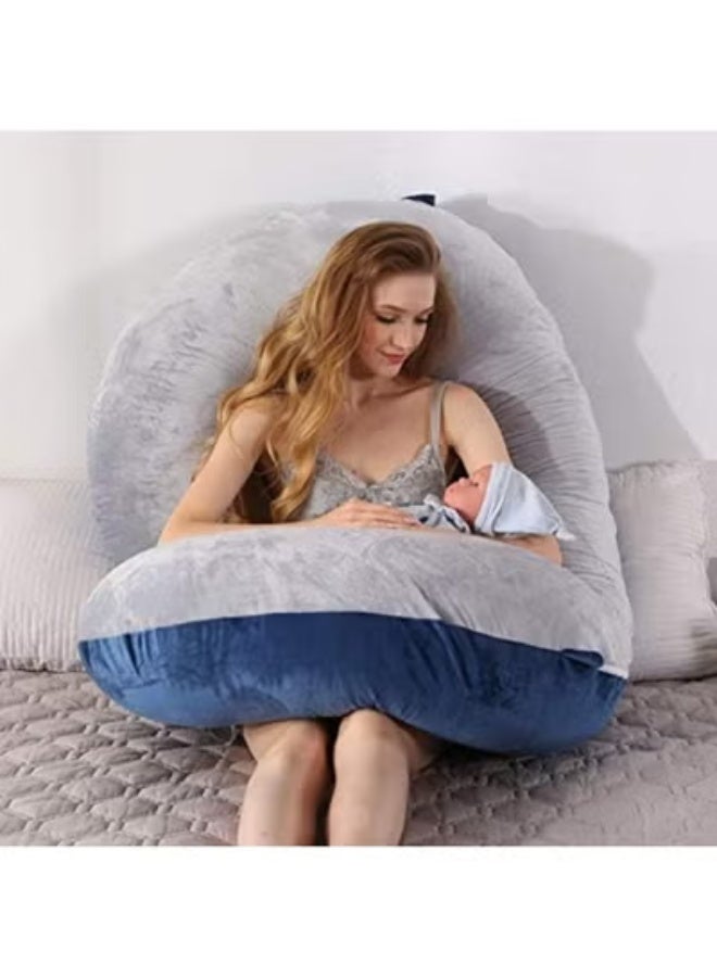 وسادة حمل على شكل حرف C، وسادة لكامل الجسم بغطاء مخملي، وسادة حمل للنساء الحوامل - Image 2