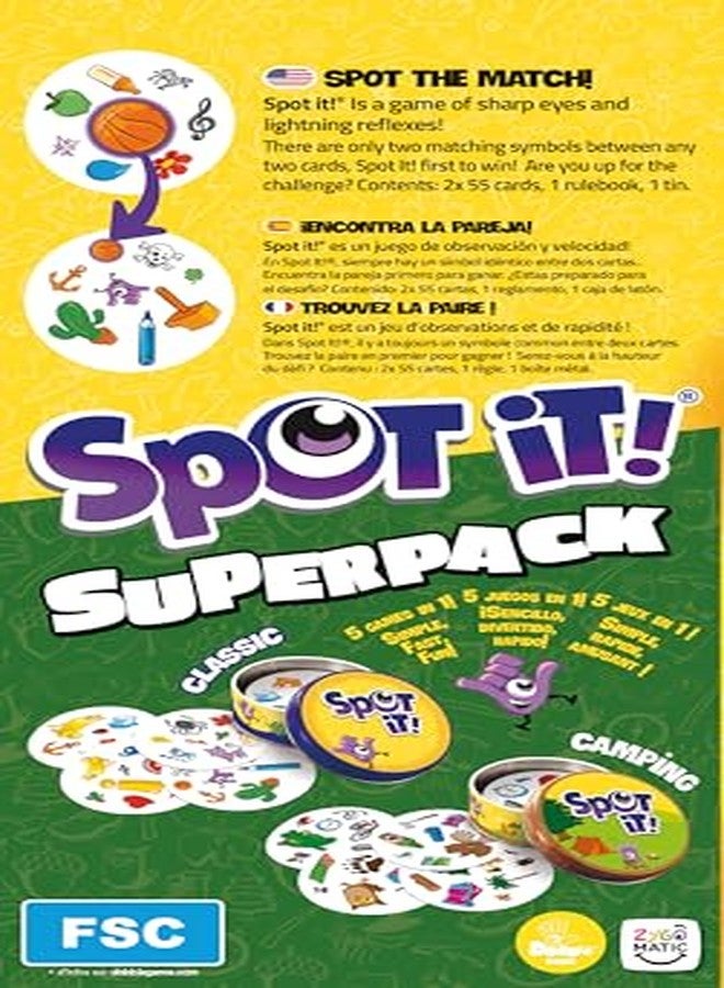 Asmodee Spot It! Super Pack (2024 Refresh) Eco Big Box - Includes Classic and Camping Editions, Family Card Game Bundle for Quick Reflexes, Ages 6+, 2-8 Players, 10 Minute Playtime - Image 5