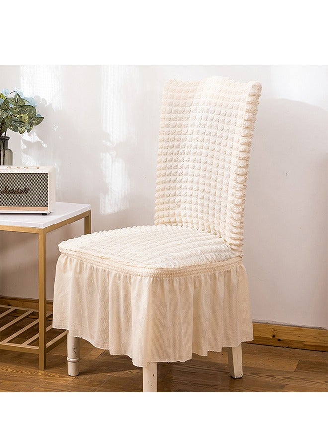 DUNISO 4 Pcs Dining Chair Covers，Thick Dining Chair Protective Cover, Multifunctional Anti Fouling Stool Cover,With Lace Hem，Detachable And Washable, Suitable For Kitchen, Ceremony, Wedding, Banquet, Hotel,Beige - Image 2