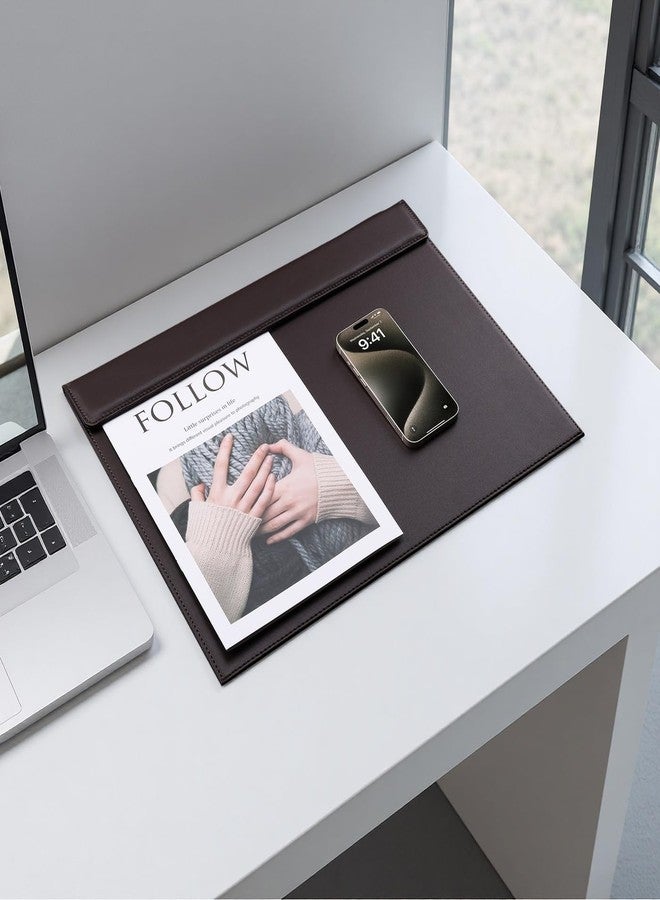 KINGFOM 18''x14'' Large Rectangle A3 Desk Writing & Drawing Desk Pad &Board Table Protector Mat with Paper Clip on Top Brown - Image 5