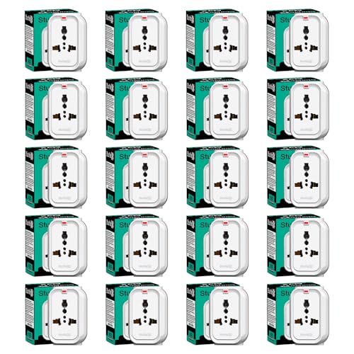 Sturlite Alyx 3 Pin Plug| 2-Pin & 3-Pin Socket| Universal AC Travel Adapter| Strong Polycarbonate Body Socket| Compact Converter Plug for Travel, Home & Office Use - (Pack of 20) - Image 1