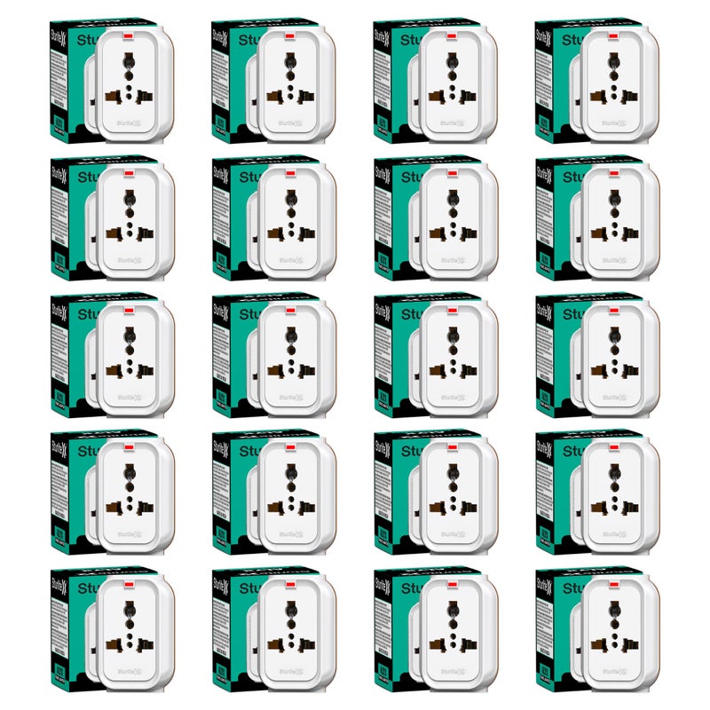 Sturlite Alyx 3 Pin Plug| 2-Pin & 3-Pin Socket| Universal AC Travel Adapter| Strong Polycarbonate Body Socket| Compact Converter Plug for Travel, Home & Office Use - (Pack of 20) - Image 3