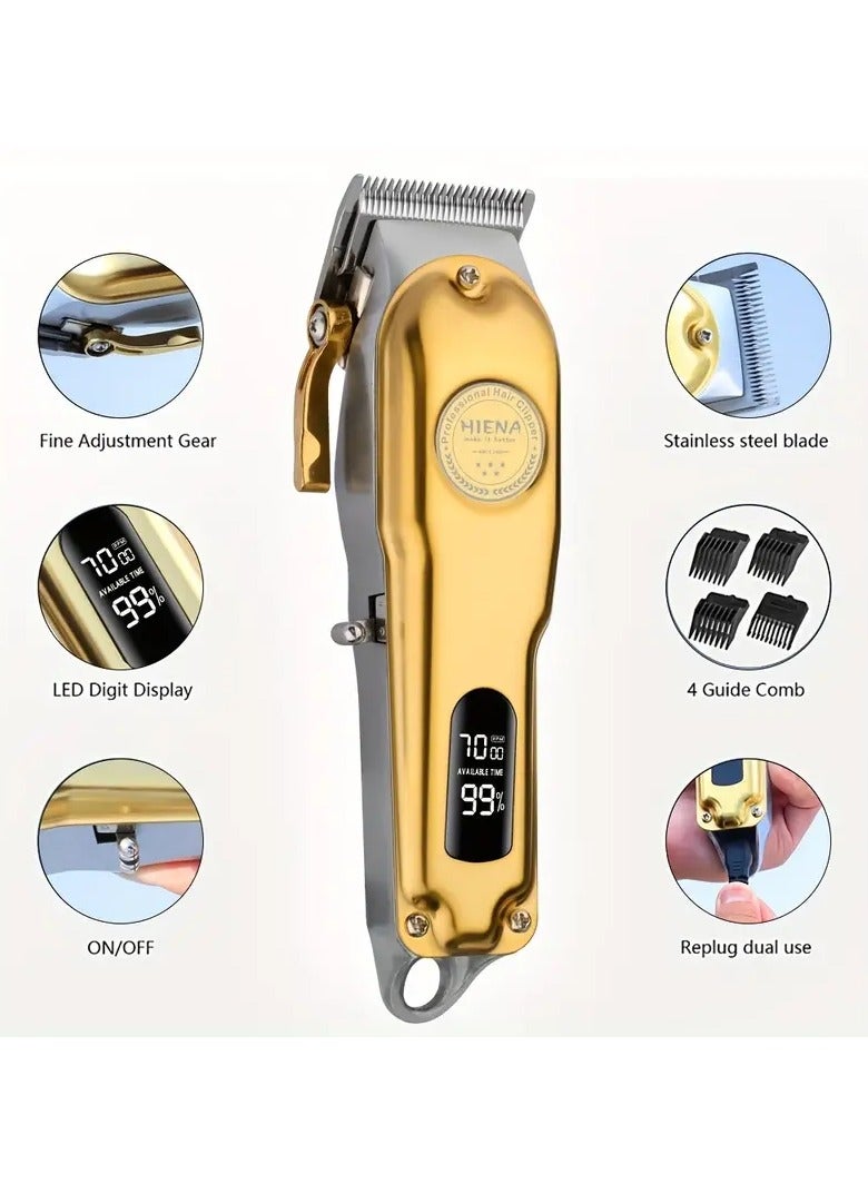 HIENA Professional Hair Clippers For Men, Hair Cutting Kit & Zero Gap T-Blade Trimmer Combo, Cordless Barber Clipper Set With LED Display, Holiday Gift Father's Day Gift  - Image 3