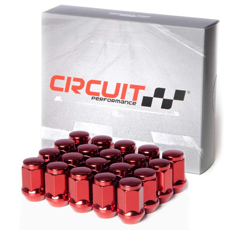Circuit Performance 12x15 Red Closed End Bulge Acorn Lug Nuts Cone Seat Forged Steel 20 Pieces