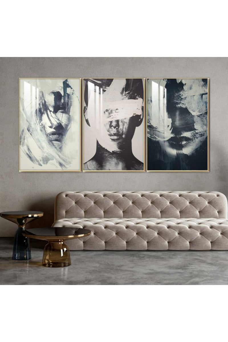 Marktna Three wooden wall painting with a frame and a clear acrylic layer - Image 1