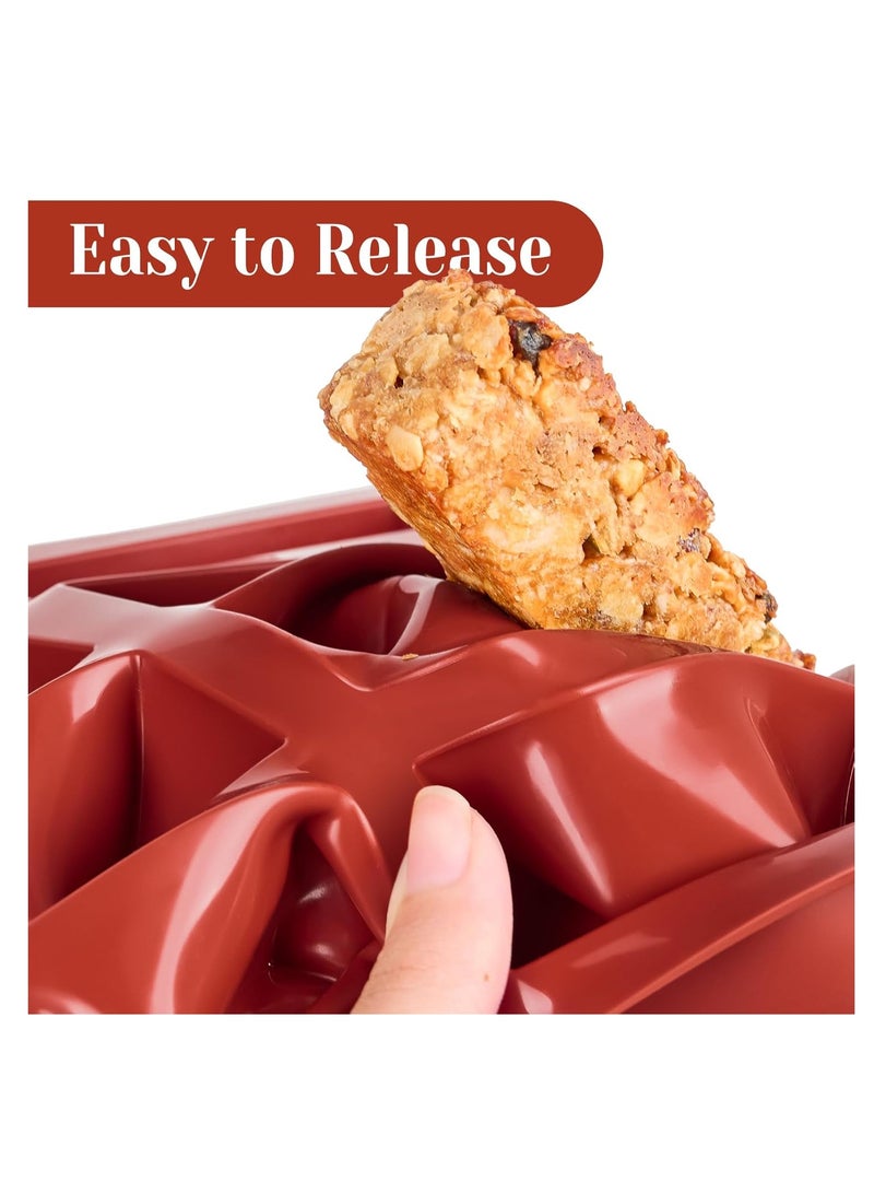 YelaJoy 2 Pack Silicone Granola Bar Molds, 12 Cavity Rectangle Protein Bar Mold,  Silicone Bar Molds for Baking Chocolate, Candy, Cereal,  Energy Butter, Brownie Bars - Image 2