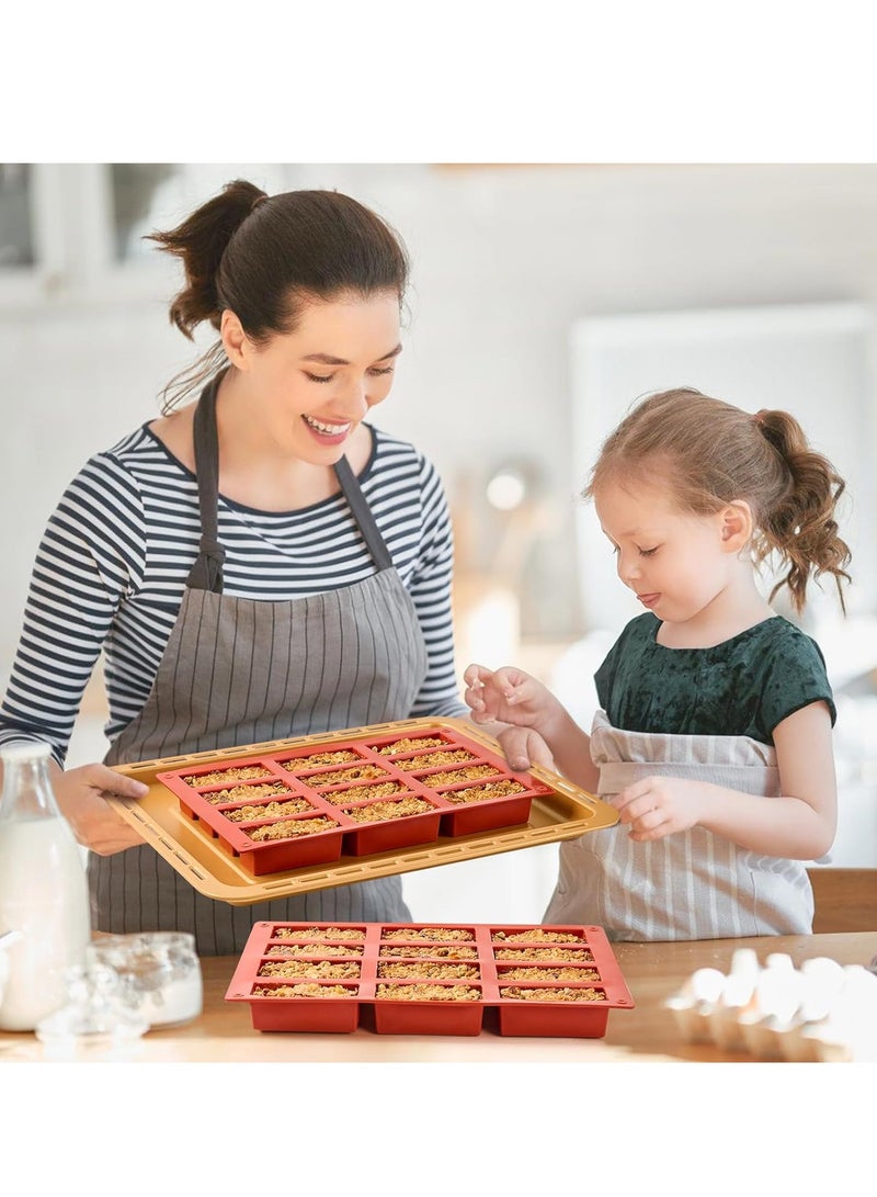 YelaJoy 2 Pack Silicone Granola Bar Molds, 12 Cavity Rectangle Protein Bar Mold,  Silicone Bar Molds for Baking Chocolate, Candy, Cereal,  Energy Butter, Brownie Bars - Image 3