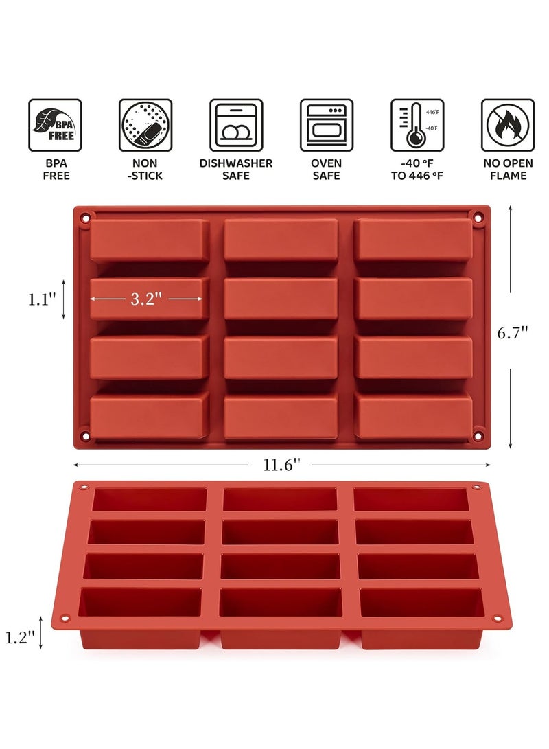 YelaJoy 2 Pack Silicone Granola Bar Molds, 12 Cavity Rectangle Protein Bar Mold,  Silicone Bar Molds for Baking Chocolate, Candy, Cereal,  Energy Butter, Brownie Bars - Image 5