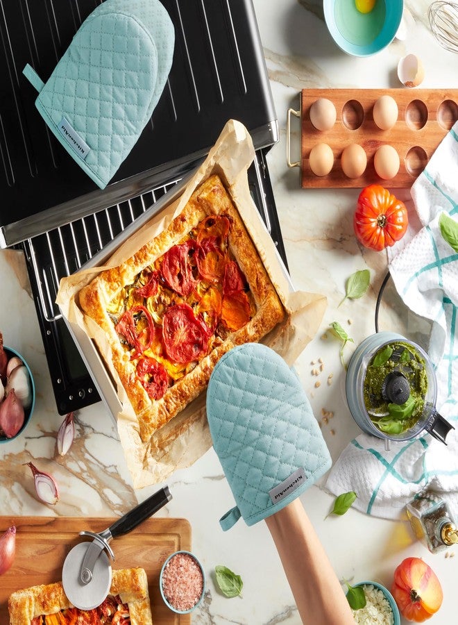 KitchenAid Asteroid Mini Oven Mitt 2-Pack Set, Mineral Water Aqua, 5.5"x8" - Image 2