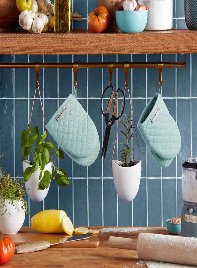 KitchenAid Asteroid Mini Oven Mitt 2-Pack Set, Mineral Water Aqua, 5.5"x8" - Image 3
