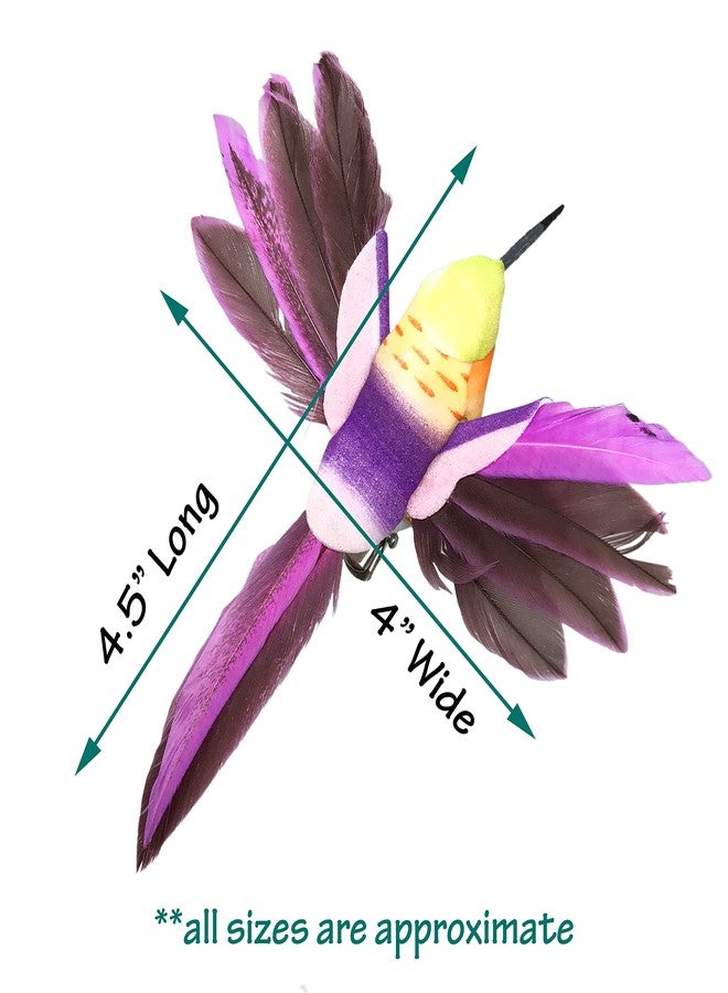 BANBERRY DESIGNS Hummingbird Clip On Decorations - Set of 12- Wings Spread - Assorted Colors - Silver Clips Attached - Home Décor - Craft Birds - Holiday Decorations - 4.5" L X 4" W - Image 5