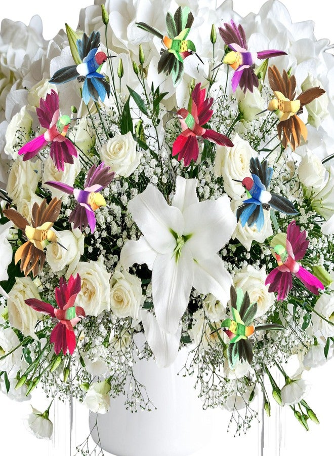 BANBERRY DESIGNS Hummingbird Clip On Decorations - Set of 12- Wings Spread - Assorted Colors - Silver Clips Attached - Home Décor - Craft Birds - Holiday Decorations - 4.5" L X 4" W - Image 2