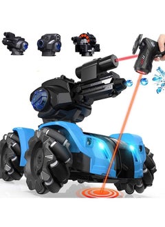 Beauenty RC Tank Car Chase Light Spot Run  3 Heads That Shoot Bullet (Foam Dart) Make Bubble  Remote Control Tank for Adult 4WD Battle Stunt Car with 360°Rotating LEDs Music Toy Gift for Boys 6+  - Image 1