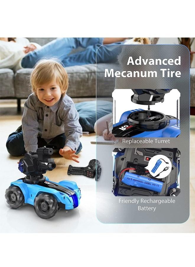 Beauenty - RC Tank Car Chase Light Spot Run  3 Heads That Shoot Bullet (Foam Dart) Make Bubble  Remote Control Tank for Adult 4WD Battle Stunt Car with 360°Rotating LEDs Music Toy Gift for Boys 6+ - Image 1