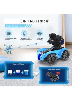 Beauenty RC Tank Car Chase Light Spot Run  3 Heads That Shoot Bullet (Foam Dart) Make Bubble  Remote Control Tank for Adult 4WD Battle Stunt Car with 360°Rotating LEDs Music Toy Gift for Boys 6+  - Image 3