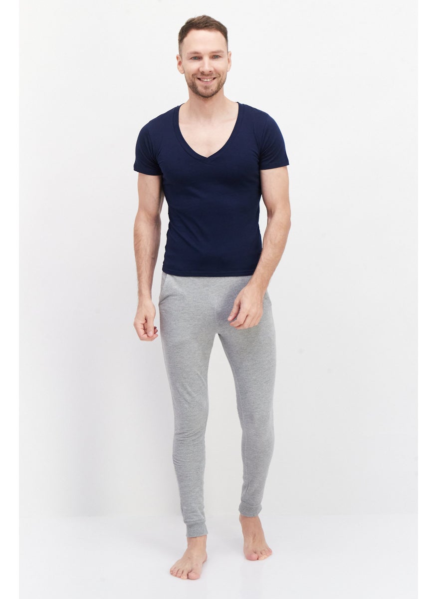 YOTO - Men 2 Piece V-Neck Short Sleeve Solid Undershirt, Navy - Image 1