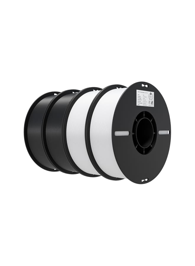 3D Printer Filament 1.75mm 4KG, PLA Filament Bulk +/- 0.02mm, 4 Pack 1kg Spool(2.2lbs) 3D Printing Filament Fits for Most FDM 3D Printers, White and Black - Image 1