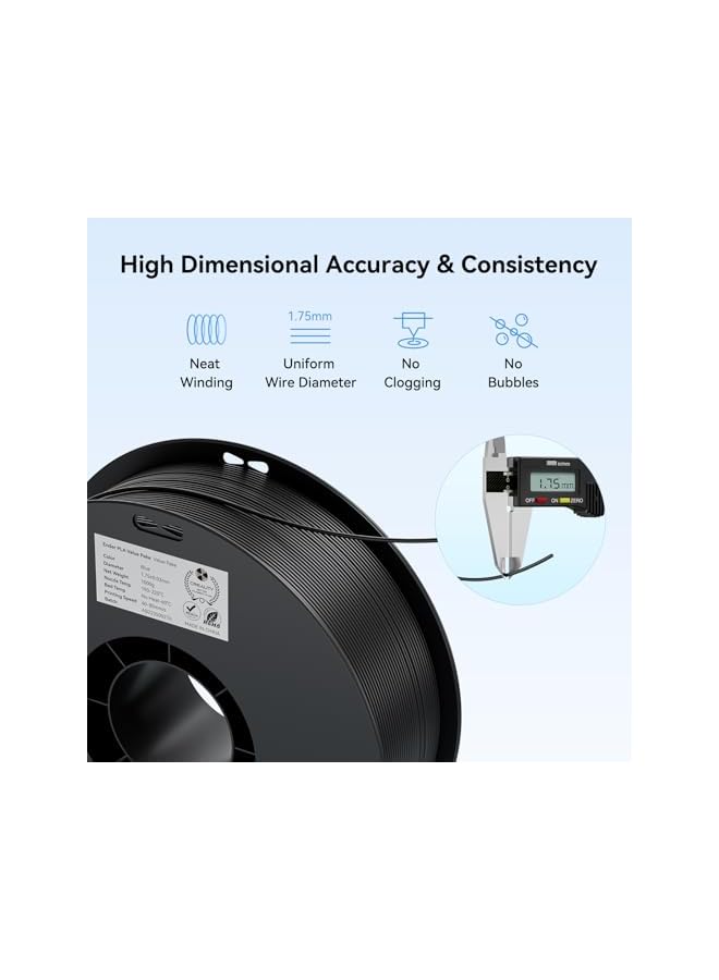 3D Printer Filament 1.75mm 4KG, PLA Filament Bulk +/- 0.02mm, 4 Pack 1kg Spool(2.2lbs) 3D Printing Filament Fits for Most FDM 3D Printers, White and Black - Image 2