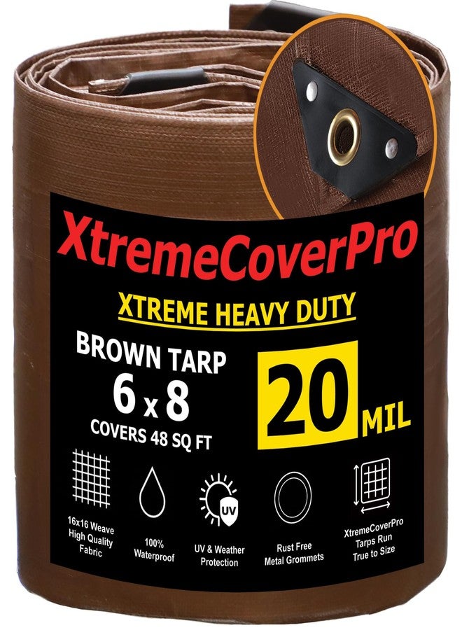 XTREMECOVERPRO 6' x 8' Large Multi-Purpose Waterproof Light Weight Heavy Duty Poly Tarp Grommets Every 24", 20 Mil 6x8 Thick, for Home, Boats, Cars, Camping, UV Resistant, Rip/Tear Proof Tarpaulin - Image 1