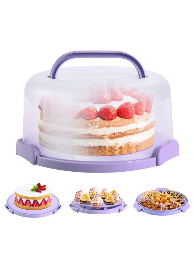Ohuhu Cake Holder, BPA-Free Cake Carrier with Lid and Handle Cake Transport Container Portable Cake Keeper Two Sided Base for Pies Cookies Nuts Fruit etc - Suitable for 10 inch Cake Perfect Gifts - Image 1