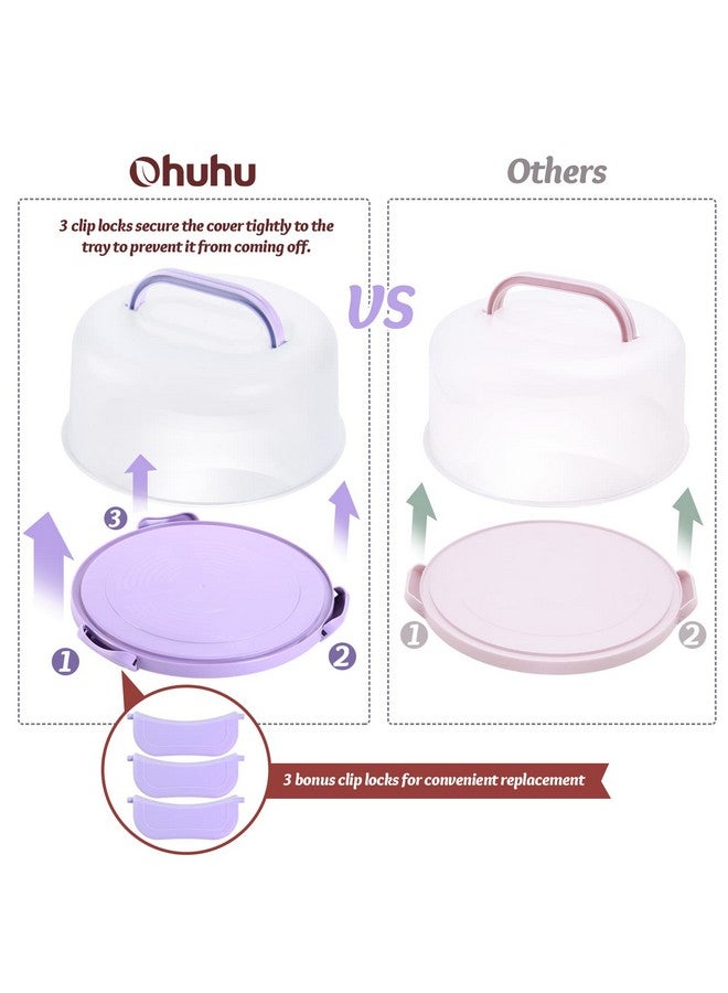 Ohuhu Cake Holder, BPA-Free Cake Carrier with Lid and Handle Cake Transport Container Portable Cake Keeper Two Sided Base for Pies Cookies Nuts Fruit etc - Suitable for 10 inch Cake Perfect Gifts - Image 3