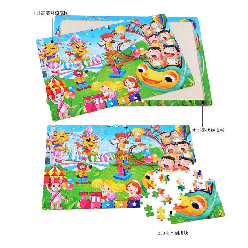 New Large Children'S Early Education Animation Toys 200 Pieces Of Wooden Cartoon Puzzle Toys Manufacturers Direct Supply - Image 3