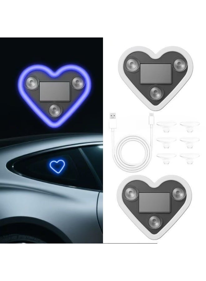 إضاءة محيطة للسيارة - إضاءة محيطية LED للسيارة على شكل قلب، إضاءة نيون رومانسية لتزيين السيارات والدراجات النارية وباب الشاحنة في عيد الحب - Image 3