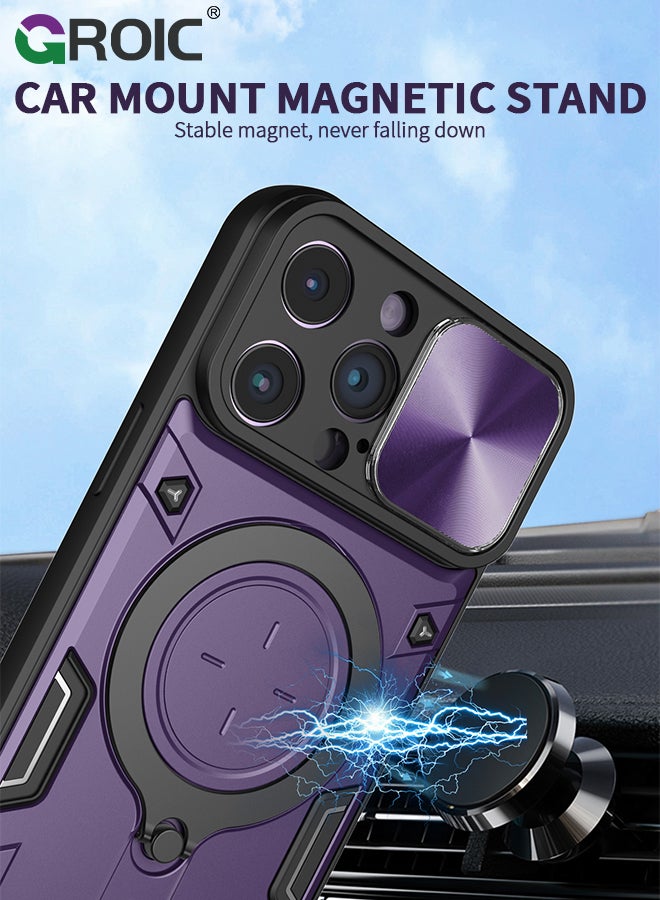 GROIC Magnetic Case for iPhone 15 Pro Max 6.7" Case with Slide Camera Cover & 360° Invisible Magnetic Ring Stand, Compatible with MagSafe, Full Camera Lens Protection,Anti-Fingerprint, Shockproof Protective  - Image 5