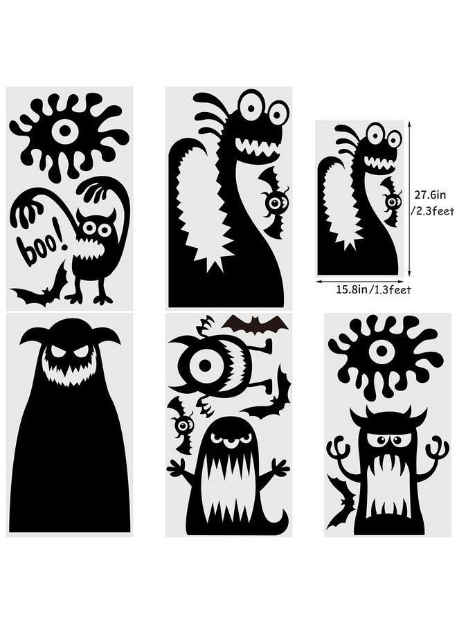 DIYASY DIYASY Halloween Large Window Decoration Clings,5 Monster Silhouette Window Stickers Decals for Halloween Indoor,Room and Kids Party Decor  - Image 2