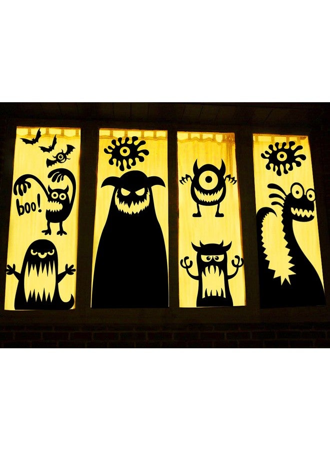 DIYASY DIYASY Halloween Large Window Decoration Clings,5 Monster Silhouette Window Stickers Decals for Halloween Indoor,Room and Kids Party Decor  - Image 1