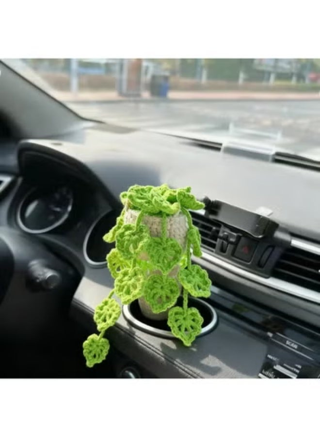 COYO Crochet Hanging Plant for Car,Car Decorations Interior,Plant Aesthetic Car Accessories for Women Interior Cute,Car Ornaments Charms for Rear View Mirror,Boho Car Decoration Gifts - Image 2