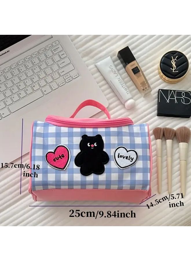 حقيبة مستحضرات تجميل بولكا دوت كات بسعة كبيرة لتخزين مستلزمات السفر باللون الوردي - Image 5