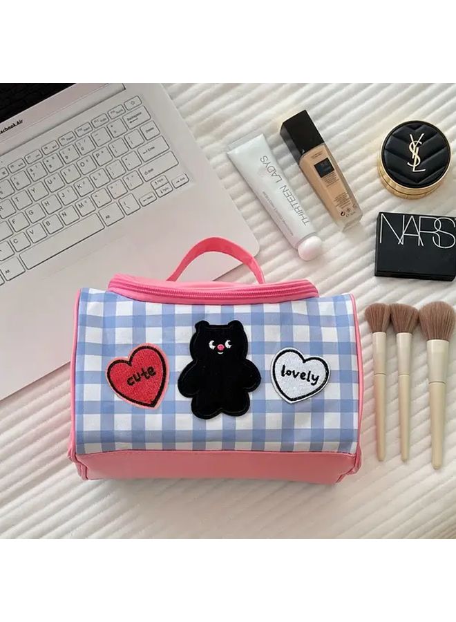 حقيبة مستحضرات تجميل بولكا دوت كات بسعة كبيرة لتخزين مستلزمات السفر باللون الوردي - Image 2