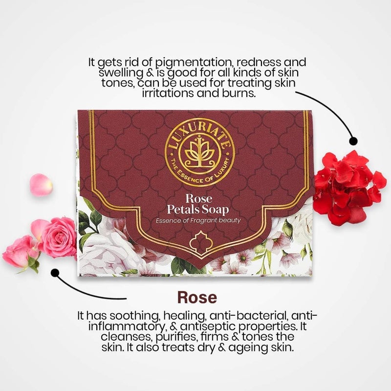 LUXURIATE Rose Soap, Vanilla Soap, Parijat Soap (125gm Pack of 3) | Luxury Premium Soap | Natural Soap | Handmade Organic Soap | Paraben & Chemical Free | Bath Soap for Men Women - Image 4