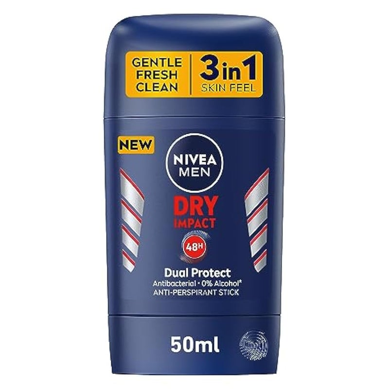 NIVEA MEN Antiperspirant Stick for Men, 48h Protection, Dry Impact, 50ml - Image 1